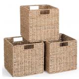 4 Count Sin Cube Seagrass Baskets, Foldable Square