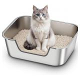2 Ct. Cat Box Lot (1) Quima Stainless Steel Litter