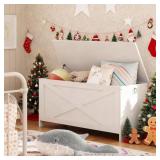 MAHANCRIS  White 39.4" Toy Chest, Sturdy Entryway