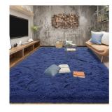 Blue Shaggy Area Rug - Non-slip Backing - 6x9 Ft