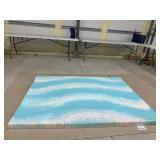 Aqua Blue Green & White Memory Foam Topper App 57x