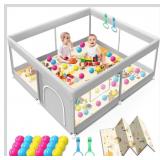 Baby Playpen with Mat - 50x50" Gray/Jungle Animal