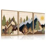 3 Pc Austril Mountain Pine Tree Framed Wall Art -