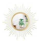 16" Metal Gold Sunburst Mirror- Decorative Round