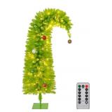 5.5 Ft. Lime Green Curved Pre-Lit Christmas Tree -