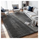Gray Shaggy Area Rug - Non-slip Backing - 6x9 Ft