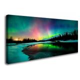Ready To Hang Aurora Scenery Painting On Stretched