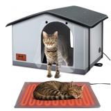 Insulated Heated Cat House Indoor/Outdoor,