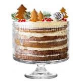 MDLUU Glass Trifle Bowl with Pedestal 3.43 QT, Vin