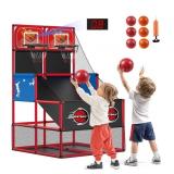 Kids Double Basketball Hoop Arcade Game, 6 Balls,