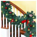 2 Count, MorTime, Approx 9Ft Christmas Garland wit