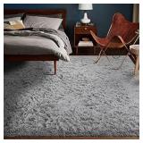 Zareas Soft & Fluffy Area Rug, Shaggy Grey with
