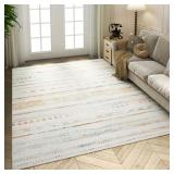 Area Rug, Multi/Cream Tribal Pattern, 8x10 Ft. - N