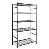 Black Wire Metal Storage Shelf, 5-Tier, Leveling F