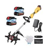 Cordless Tiller Cultivator - 21v/450RPM, 10" Widt