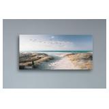 Large Beach Landscape Canvas Wall Art - 58x30"