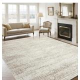 9 x 12 Area Rug, Beige & Gream, Non Slip Backing,
