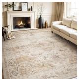 9x12 Ft. Area Rug, Distressed Beige/Orangish Vinta