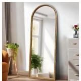 Gold Arched Full Length Mirror, Beaded Frame, 53x2