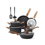 Kitchen Academy 12 Piece Non Stick Cookware, Grani