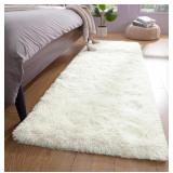 Fluffy Runner Rug, Soft Shag , Cream Plush, Non Sl