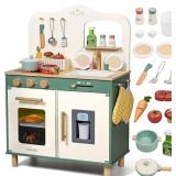 Knoworld Kids Play Kitchen, Wooden Toy Set with Lo