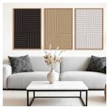 Large Black White Neutral Framed Canvas Art - 24x3