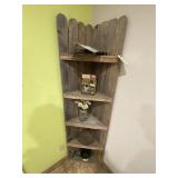 Rustic Wood Corner Shelf 70"H