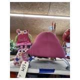 Pink Ball Footed Seat & Decorative Owls