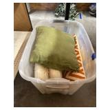 Assorted Throw Pillows in Plastic Bin w/Lid
