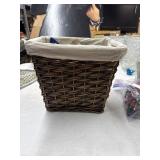 Woven Trash Basket w/Assorted Vinyl Records