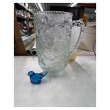 Country Harvest Glass Pitcher & Bluebird Figurine