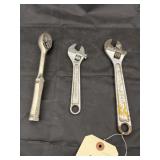 3 Pcs - Ratchet & Crescent Wrenches