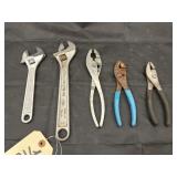 5 Pcs - Pliers  & Crescent Wrenches