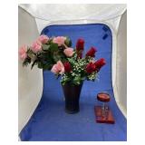 Vase w/Faux Roses