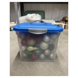 Christmas Bulbs in Plastic Bin w/Lid