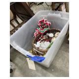 Assorted Christmas Dï¿½cor in Plastic Bin