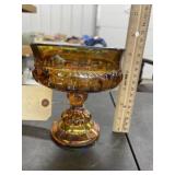 Carnival Glass Pedestal Dish