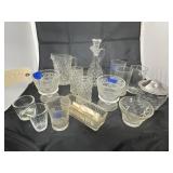 Assorted Clear Glass Cups - Pitcher - Cruet