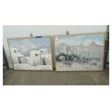 2 - Framed Paintings - 1 has damage 52"x43"
