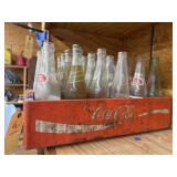 Plastic Coca Cola Crate w/Assorted Pop Bottles