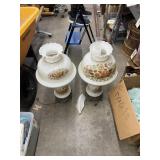 2 Pcs - Vintage Glass Lamps w/Shades