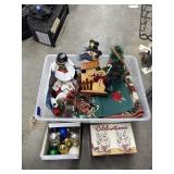 Assorted Christmas Dï¿½cor in Plastic Bin