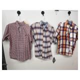 3 Pcs - Button Front Shirts Sz L - Short Sleeve