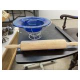 Rolling Pin - Glass Dish & Wire Stand