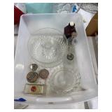 Assorted Glass Pcs in Plastic Bin - Bowl & More