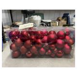 Red Christmas Bulbs in Plastic Bin w/Lid