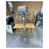 2 Pcs - Wood Swivel Bar Stools