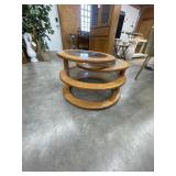 Wood/Glass Round Tiered Coffee Table