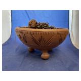 Decorative Wood Bowl w/Acorns